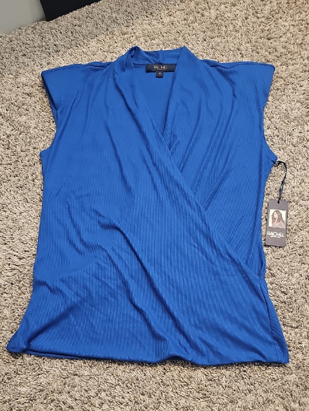 NWT Rachel Sleeveless Wrap-Style Top in Royal Blue